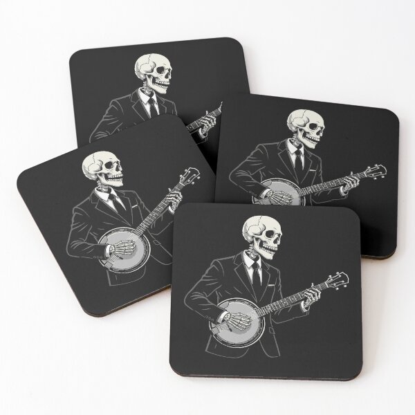 Item preview, Banjo player – skeleton figure in a suit – music motif designed and sold by drizzd.