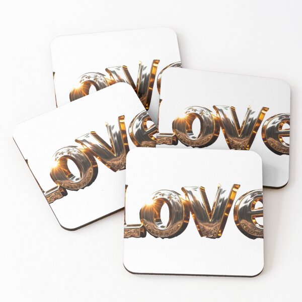 Item preview, Glossy metallic 3D Love typography with gold and chrome finish designed and sold by Creative88Art.