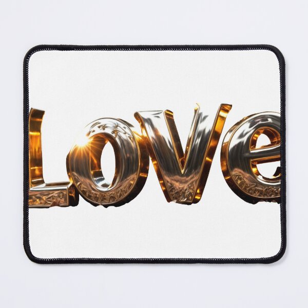 Item preview, Glossy metallic 3D Love typography with gold and chrome finish designed and sold by Creative88Art.