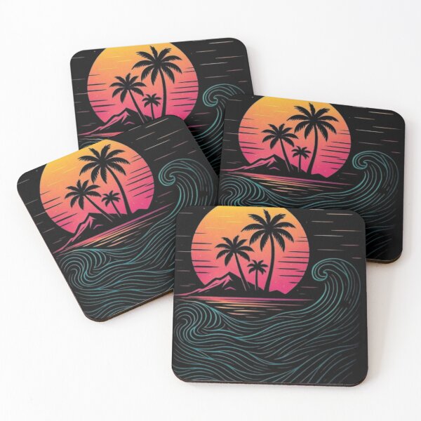 Item preview, Retro 80s Synthwave Sunset - Neon Beach & Palm Trees Aesthetic designed and sold by DreamyPrintsArt.