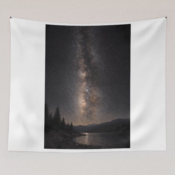 Item preview, Milky Way Over Alpine Lake | Night Sky Landscape Art designed and sold by UniqueArts23.