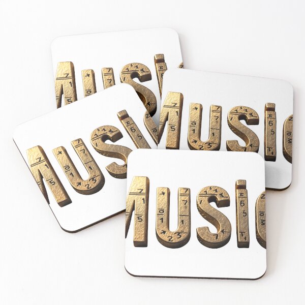 Item preview, Gold 3D word MUSIC with engraved numerals on a dark black backdrop designed and sold by Creative88Art.