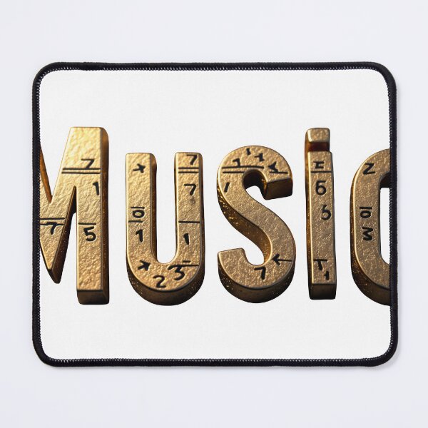 Item preview, Gold 3D word MUSIC with engraved numerals on a dark black backdrop designed and sold by Creative88Art.