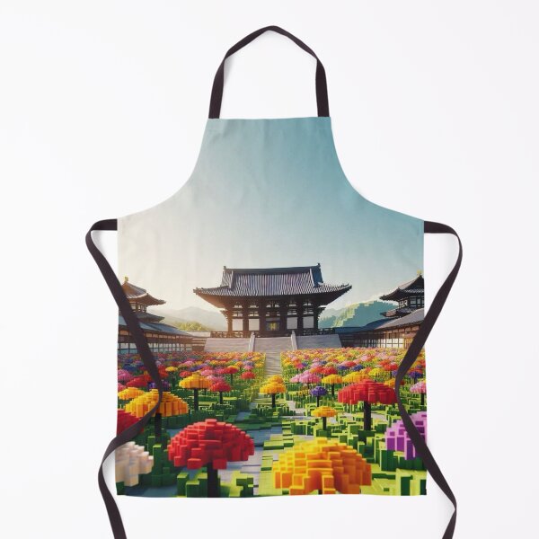 Item preview, Minecraft world, Japanese garden, cherry blossom trees, Japan, gaming, blue sky, pixel art, blocky digital landscape designed and sold by Sugar Wisdom .