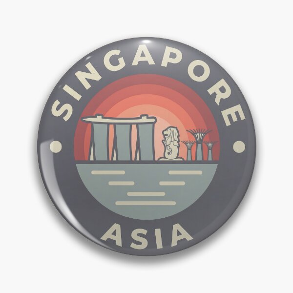 Item preview, Singapore Garden City Travel Badge with Merlion and Marina Bay Sands Skyline designed and sold by InvestingRoad.