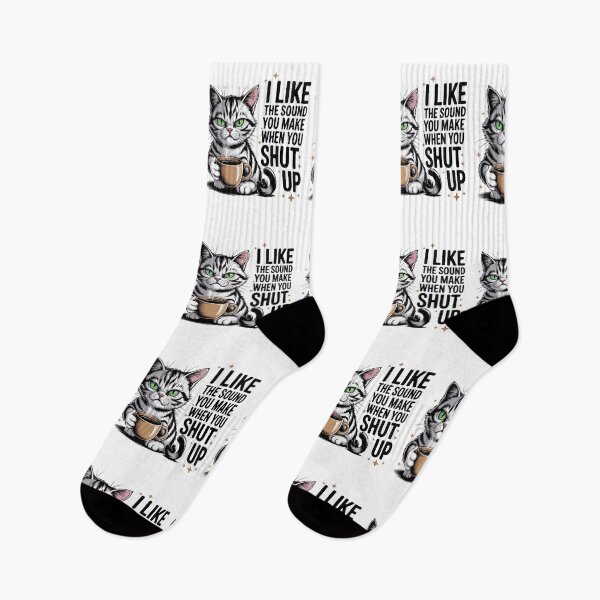 Item preview, Grumpy Cat with Coffee Sarcastic Quote Design | Funny Cat Lover Humor | I Like the Sound You Make When You Shut Up | Sassy Cat Art designed and sold by Golden Blaze Studio.
