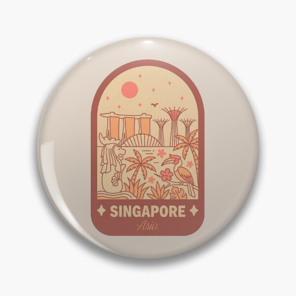 Item preview, Singapore Garden City Travel Badge with Merlion and Marina Bay Sands Skyline designed and sold by InvestingRoad.
