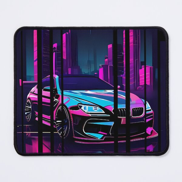 Item preview, B.W M6 sideways cyberpunk neon city, high contrast colors, cinematic lighting, bold vector illustration 13 designed and sold by Neon G.