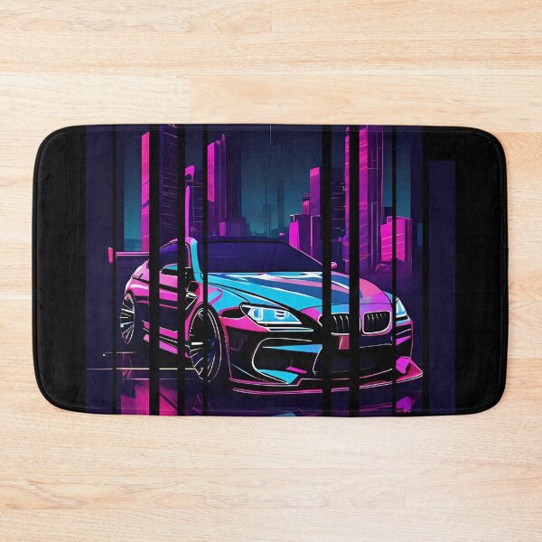 Item preview, B.W M6 sideways cyberpunk neon city, high contrast colors, cinematic lighting, bold vector illustration 13 designed and sold by Neon G.
