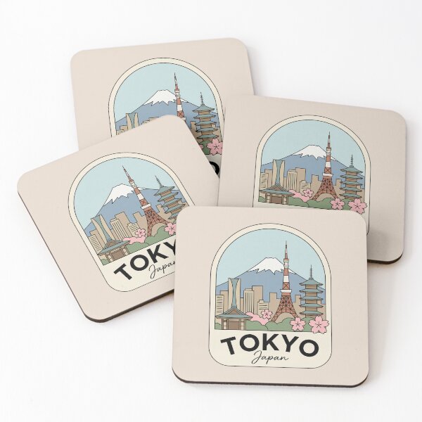 Item preview, Tokyo Japan Badge, Mt Fuji, Tokyo Tower, Sakura Cherry Blossoms designed and sold by InvestingRoad.