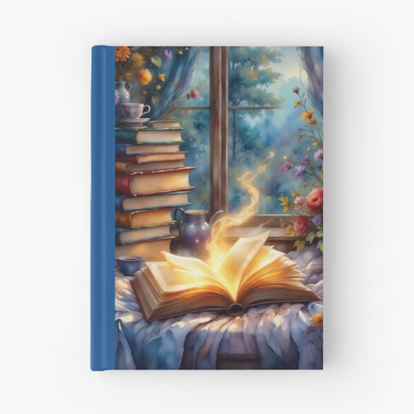 Item preview, Just One More Chapter | CozyReading Nook with Books, Tea, Flowers, Glowing Pages | Cottagecore Decor designed and sold by Whimsical Art by Angela.