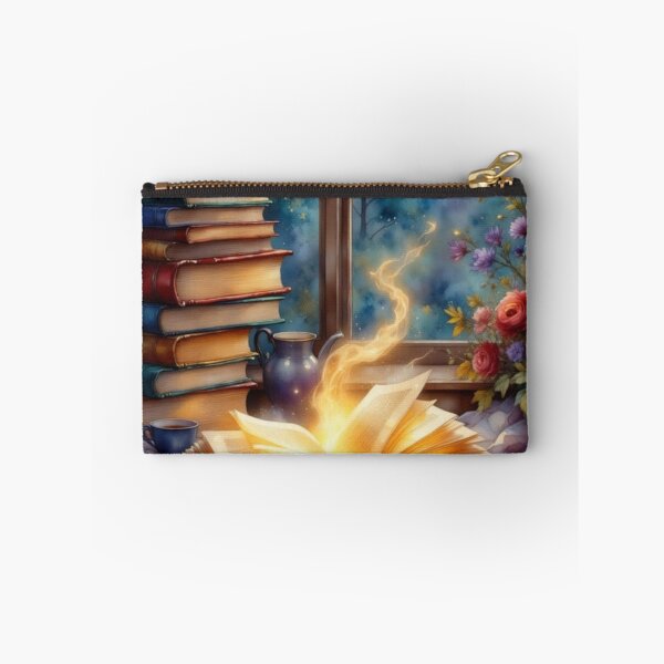 Item preview, Just One More Chapter | CozyReading Nook with Books, Tea, Flowers, Glowing Pages | Cottagecore Decor designed and sold by Whimsical Art by Angela.