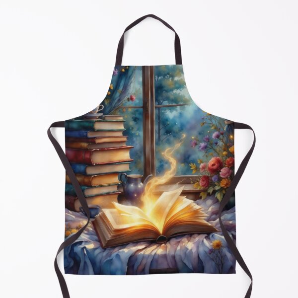 Item preview, Just One More Chapter | CozyReading Nook with Books, Tea, Flowers, Glowing Pages | Cottagecore Decor designed and sold by Whimsical Art by Angela.