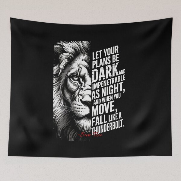 Item preview, Plans Dark as Night (Sun Tzu) Lion Quote designed and sold by Enea Kelo.