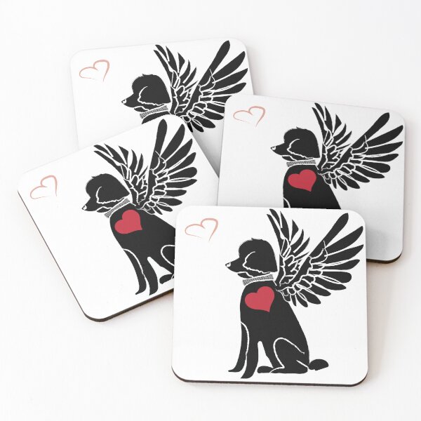 Item preview, Black Dog Angel on White Background designed and sold by Digitalmyth's Designs.