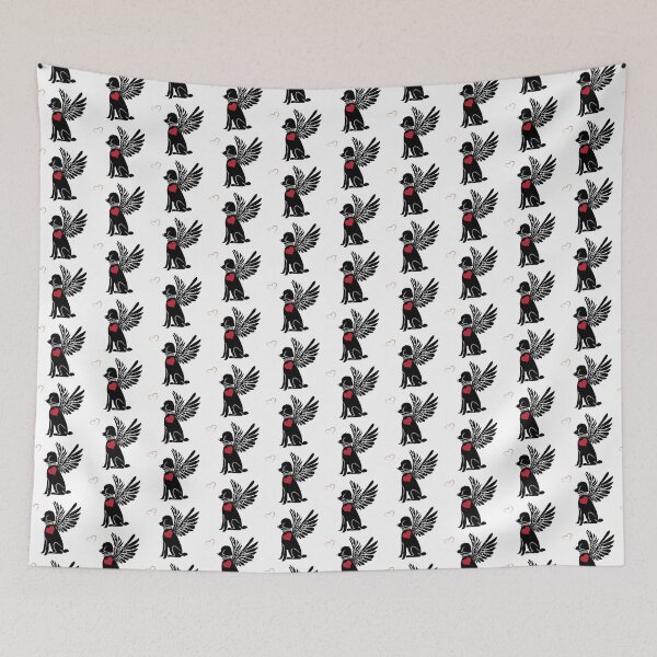 Item preview, Black Dog Angel on White Background designed and sold by Digitalmyth's Designs.