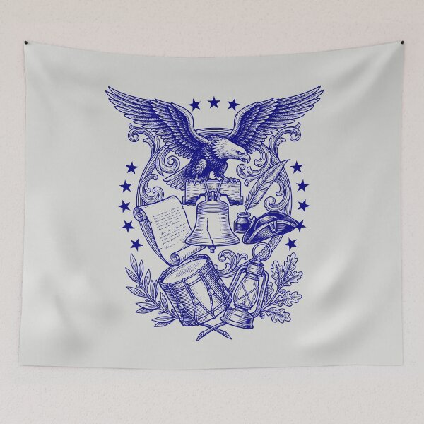 Item preview, Navy Blue USA 250th Anniversary - Vintage Blueprint Style designed and sold by DigitalGlade.