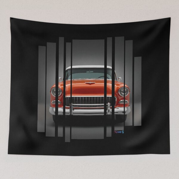 Item preview, Chevy Bel Air 1955, 50s pastel palette, chrome shine, mid-century 3 designed and sold by Neon G.
