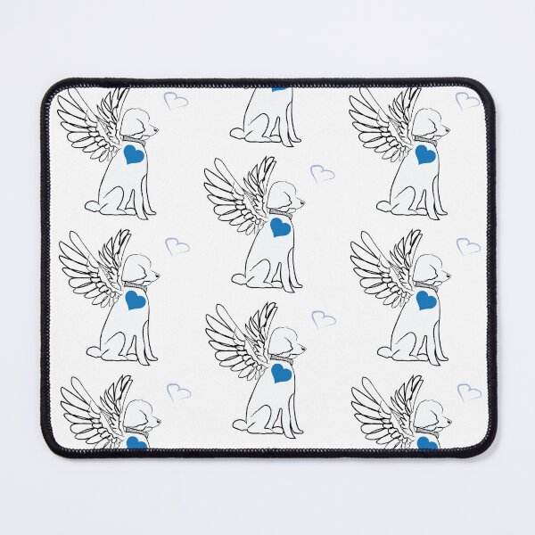 Item preview, White Dog Angel with Blue Hearts on White Background designed and sold by Digitalmyth's Designs.