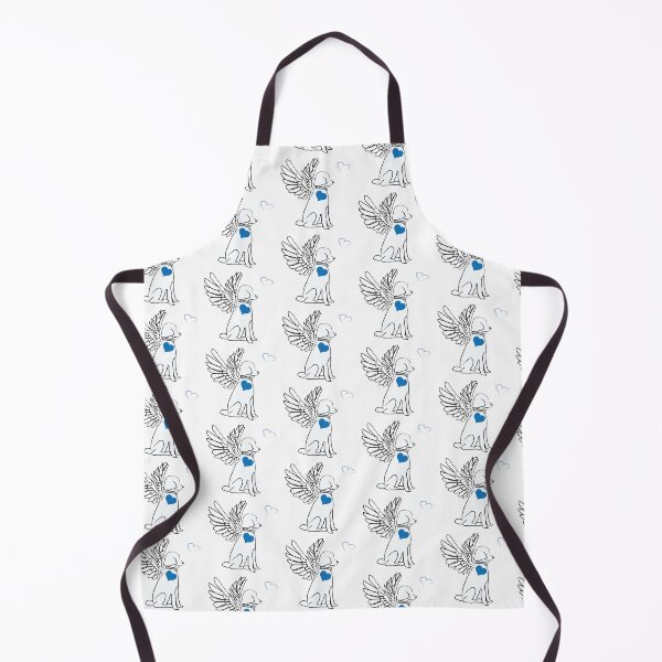 Item preview, White Dog Angel with Blue Hearts on White Background designed and sold by Digitalmyth's Designs.