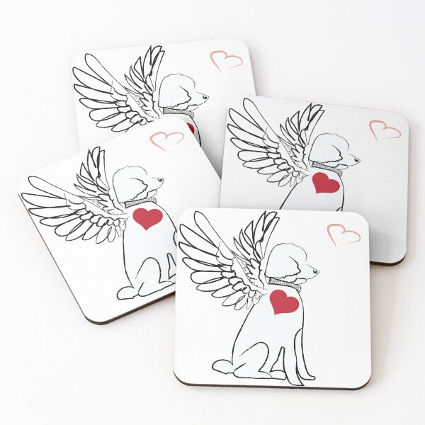 Item preview, White Dog Angel with Red Hearts on White Background designed and sold by Digitalmyth's Designs.