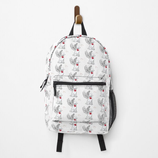 Item preview, White Dog Angel with Red Hearts on White Background designed and sold by Digitalmyth's Designs.