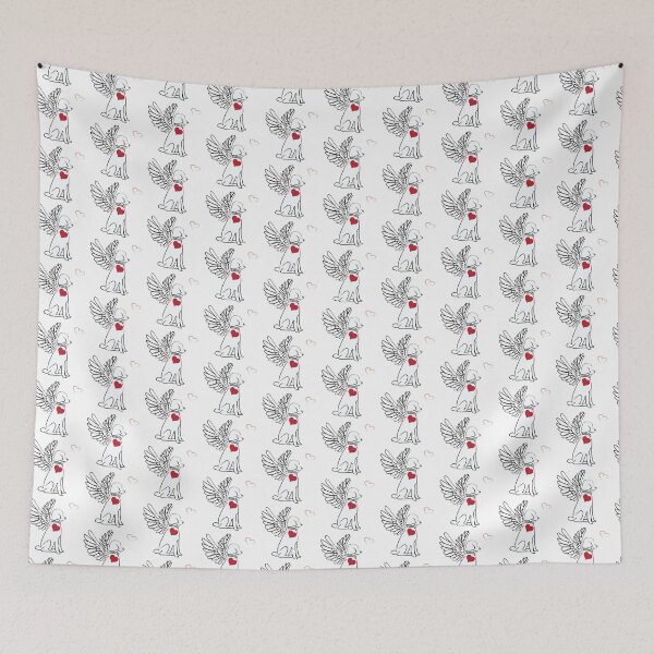 Item preview, White Dog Angel with Red Hearts on White Background designed and sold by Digitalmyth's Designs.