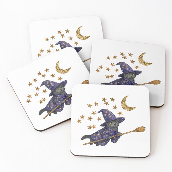 Item preview, Midnight Witch Cat Flying on a Broom - Black Cat designed and sold by nandemo-ya.