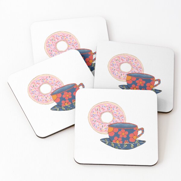 Item preview, Floral Coffee Cup And Strawberry Sprinkled Donut designed and sold by Sartoris Art.