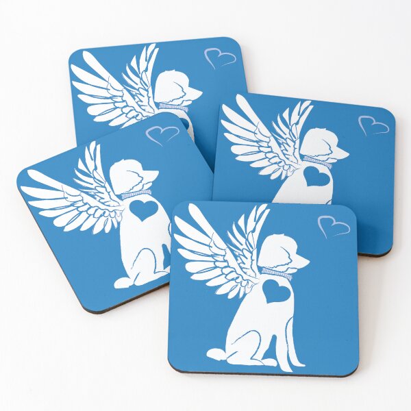 Item preview, White Dog Angel on Blue Background designed and sold by Digitalmyth's Designs.