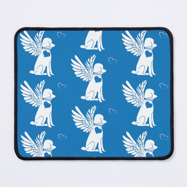 Item preview, White Dog Angel on Blue Background designed and sold by Digitalmyth's Designs.