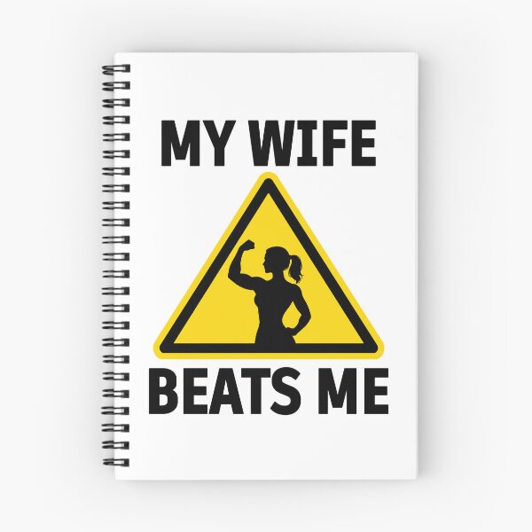 Item preview, My Wife Beats Me – Funny Warning Sign | Dark Humor Strong Woman Meme Design designed and sold by BrainBubbleArt.