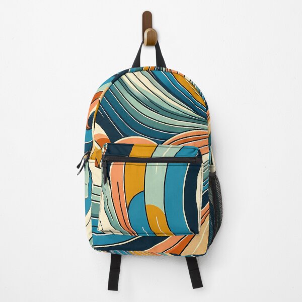 Item preview, Retro Abstract Swirl Waves in Teal and Orange designed and sold by InkSmithery.