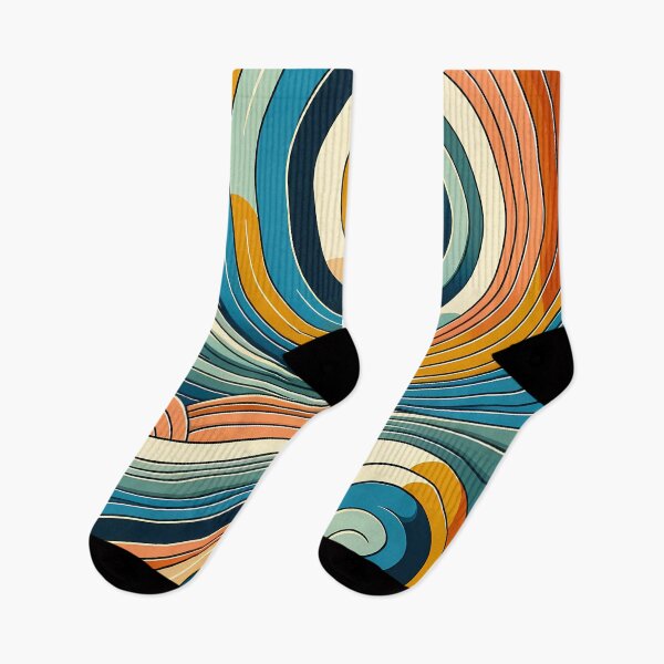 Item preview, Retro Abstract Swirl Waves in Teal and Orange designed and sold by InkSmithery.