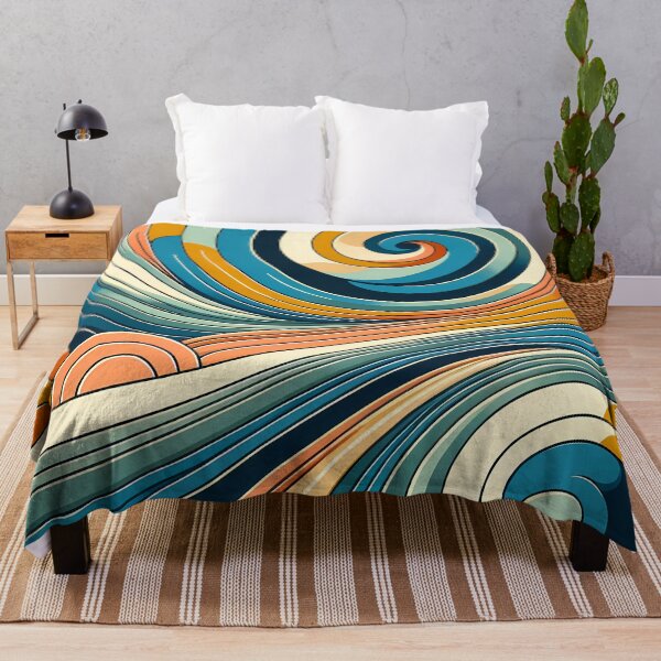 Item preview, Retro Abstract Swirl Waves in Teal and Orange designed and sold by InkSmithery.