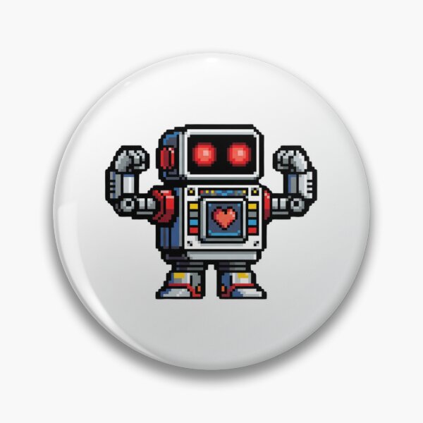 Artikelvorschau, Niedlicher Pixelroboter mit Herz im Retro-8-Bit-Stil entworfen und verkauft von ViperVexPixel.