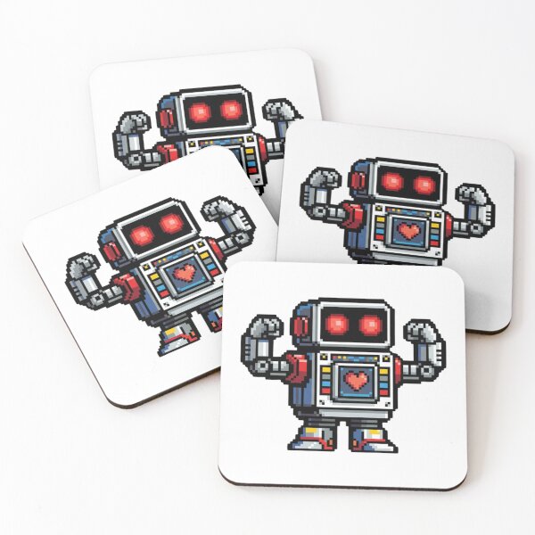 Item preview, Cute Pixel Robot With Heart Retro 8 Bit Style designed and sold by ViperVexPixel.