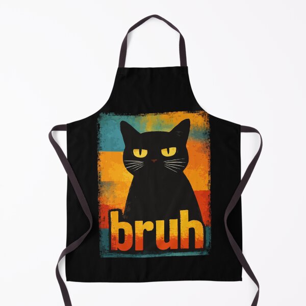 Item preview, Bruh Black Cat Meme Art – Retro Vintage Funny Cat with Yellow Eyes Aesthetic designed and sold by BrainBubbleArt.