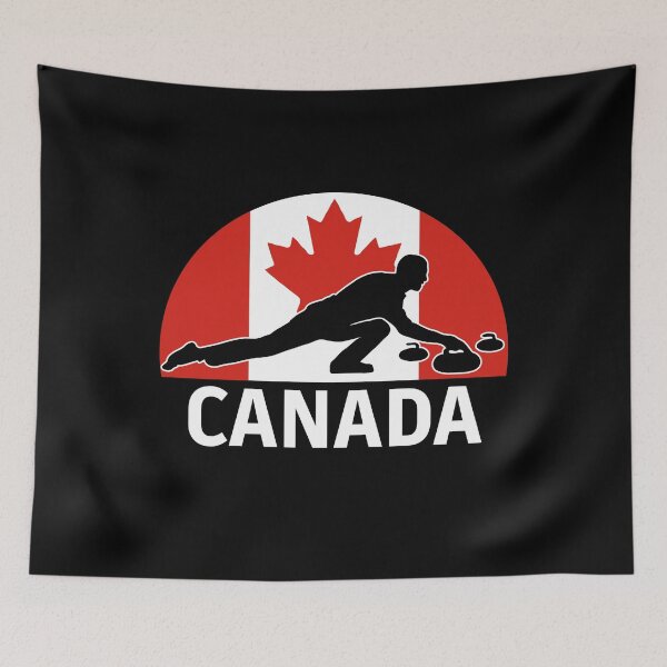 Item preview, Canada Curling Silhouette with Maple Leaf – Team Canada Winter Sports Graphic designed and sold by BrainBubbleArt.