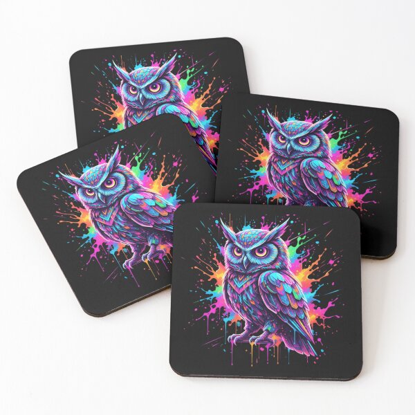 Item preview, Neon Psychedelic Owl Splash Trippy Colorful Vibrant Art designed and sold by ExploreAura Studio.