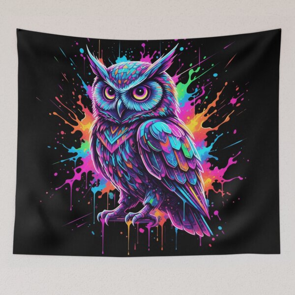 Item preview, Neon Psychedelic Owl Splash Trippy Colorful Vibrant Art designed and sold by ExploreAura Studio.