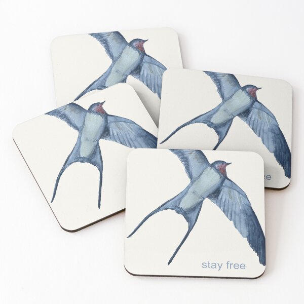 Item preview, ‘Stay Free’ swallow bird watercolour designed and sold by ClareWassermann.