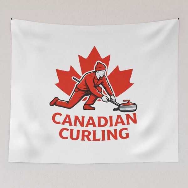 Item preview, Canadian Curling Maple Leaf Design – Curling Player Winter Sports Canada Art designed and sold by BrainBubbleArt.
