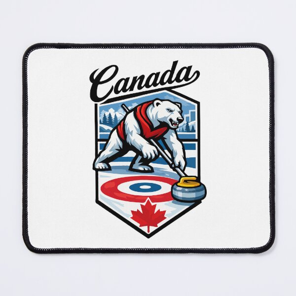 Item preview, Canadian Polar Bear Curling Champion – Canada Winter Sports Curling Illustration designed and sold by BrainBubbleArt.