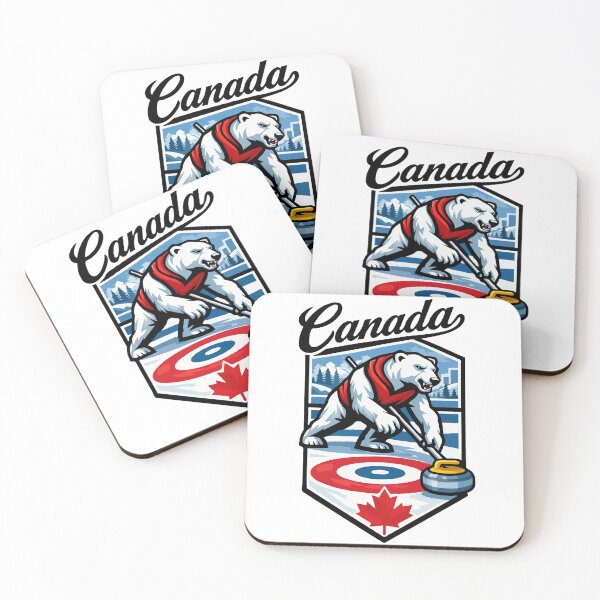 Item preview, Canadian Polar Bear Curling Champion – Canada Winter Sports Curling Illustration designed and sold by BrainBubbleArt.