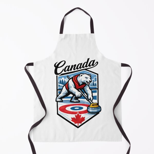 Item preview, Canadian Polar Bear Curling Champion – Canada Winter Sports Curling Illustration designed and sold by BrainBubbleArt.