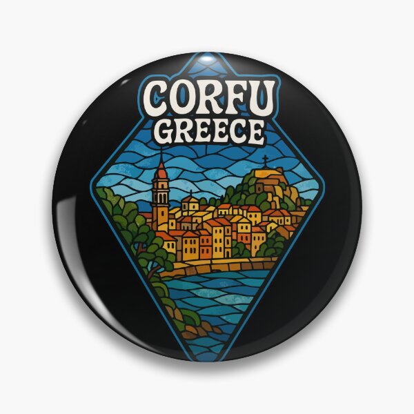 Item preview, Corfu Island Greece Stained Glass Art Travel designed and sold by TomFrontierArt.