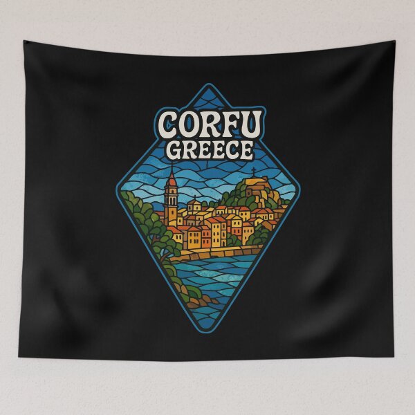Item preview, Corfu Island Greece Stained Glass Art Travel designed and sold by TomFrontierArt.