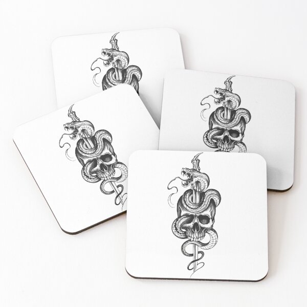 Item preview, Serpent and Skull Dagger – Dark Gothic Line Art Illustration designed and sold by Carftastic.