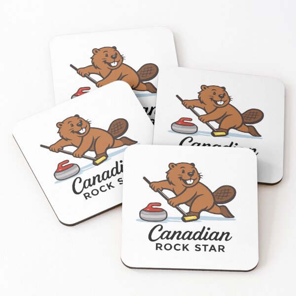 Item preview, Canadian Rock Star – Funny Beaver Curling Cartoon | Cute Canadian Winter Sports Illustration designed and sold by BrainBubbleArt.